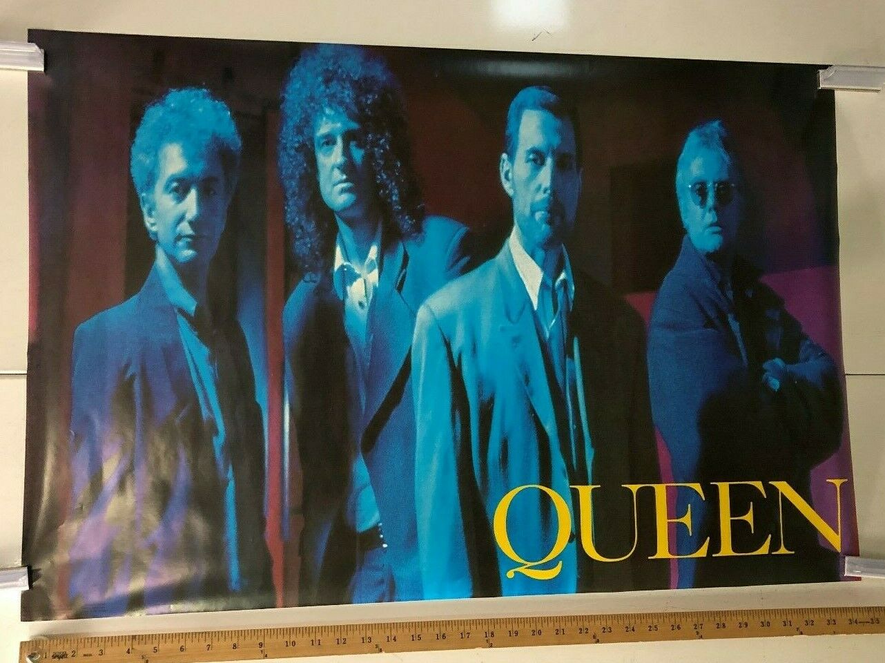 Vintage Music Poster Queen Band Portrait Blue Classic Bohemian Rhapsody