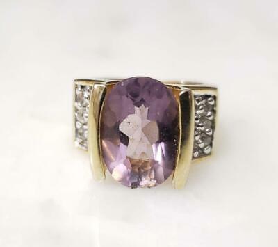 Gold Plated Sterling Silver Purple And White Stones Ring ~ Sz 6 ~ 9.6g ~14-k1510
