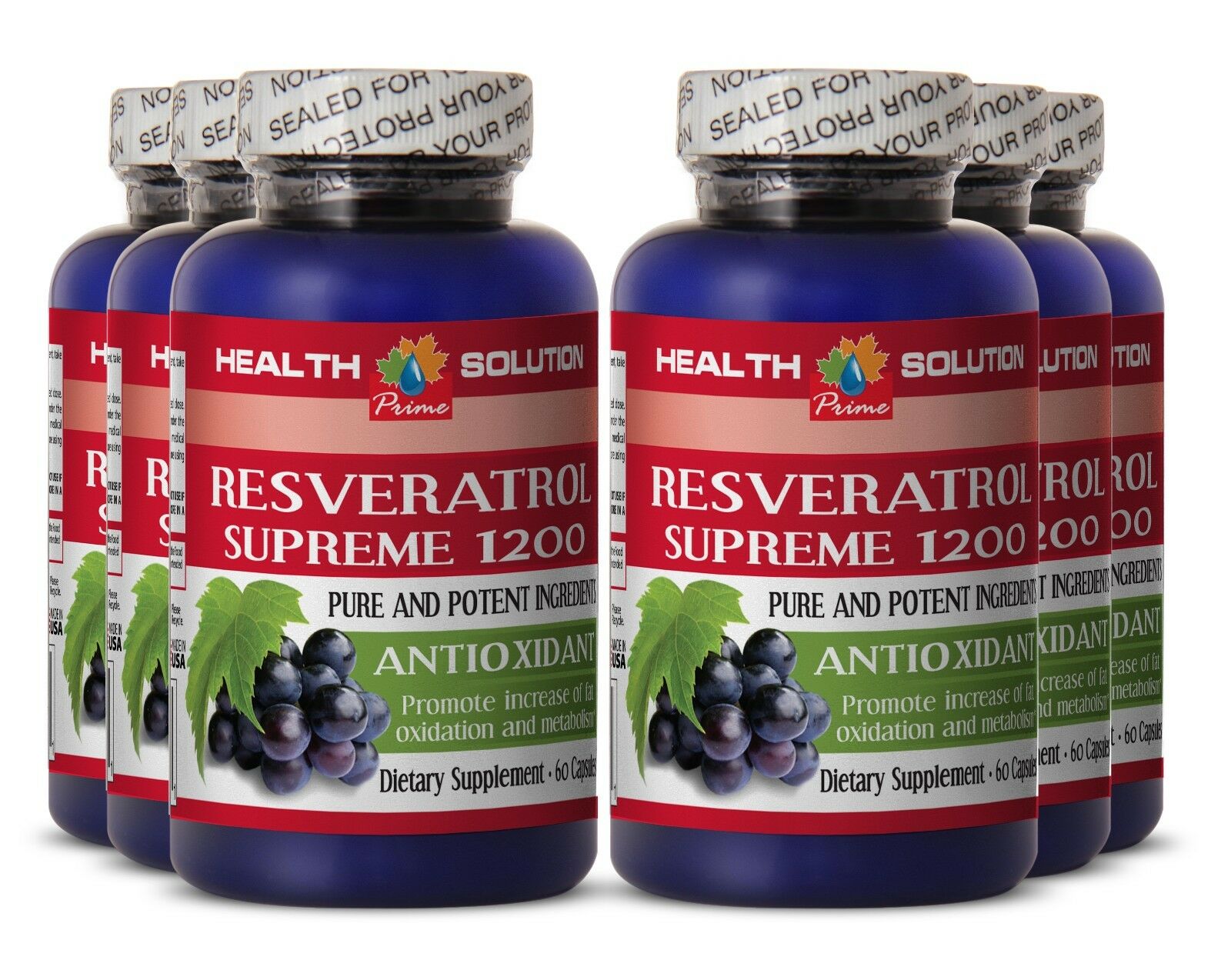 Red Wine - Premium Resveratrol - 1200mg - Immune Booster 6 Bot