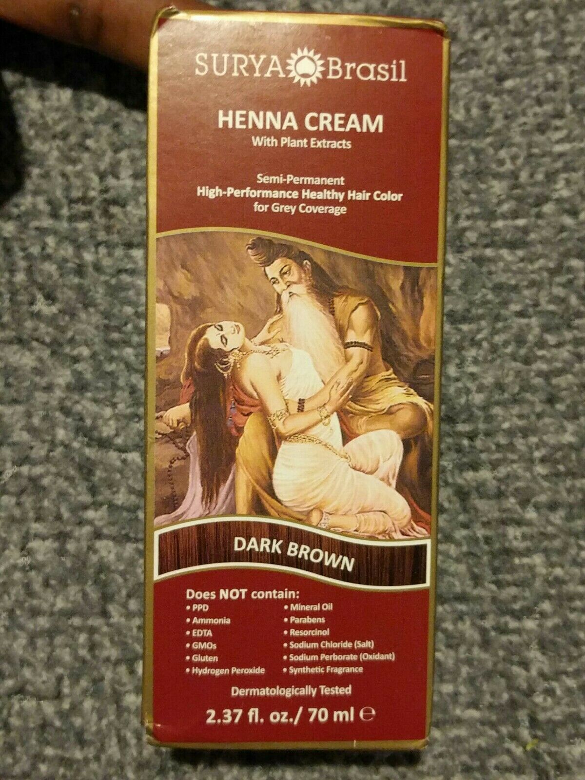 Henna Cream Dark Brown 2.3 Oz  By Surya Brasil