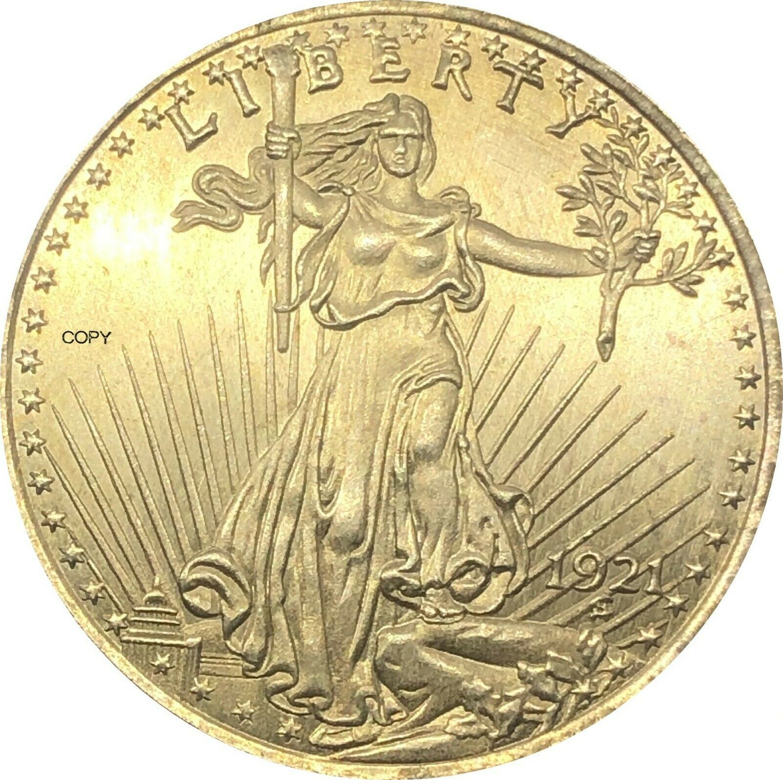 Statue Of Liberty 20 Dollars Gold Copy Old Coin 1921 With Motto In God We Trust