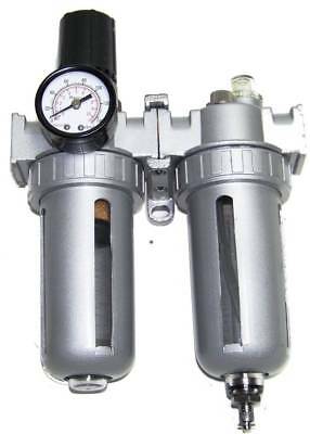 Air Regulator Control Unit Twin Filter Lubricator Water Trap Air Compressor Tool