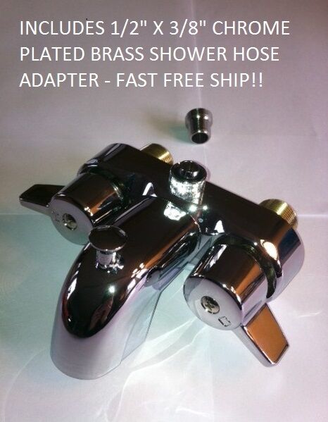 Heavy Duty Chrome Diverter Faucet For Clawfoot Tub On Legs With Shower Adapter