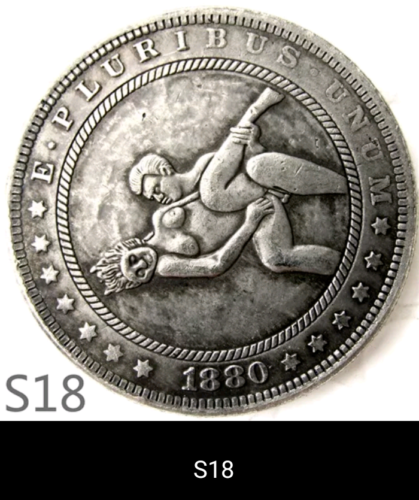 Hobo Coin Sexy Naked Girl  Copper Morgan Silver Plated (s18) One Coin
